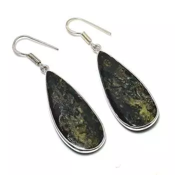 Серьги из стерлингового серебра 925 пробы с натуральным драгоценным камнем «Кровь дракона» 2,21 дюйма W0B57