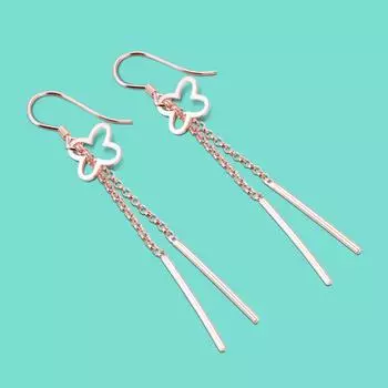 Серьги из стерлингового серебра 925 пробы, женские серьги с кисточками в виде клевера, дизайн, однотонные серебряные серьги, розовое золото, украшения для тела серебряный