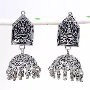 Серьги из стерлингового серебра 925 пробы с натуральным индийским драгоценным камнем Jhumki, 2,36 дюйма, Y8S76