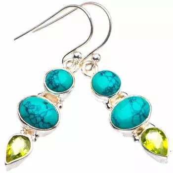 Серьги из стерлингового серебра 925 пробы с натуральным голубым тоапом 1,5 дюйма D3748