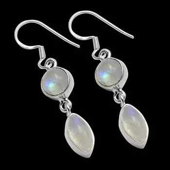 Серьги из стерлингового серебра 925 пробы с лунным камнем, дизайнерские серьги ручной работы, подарок для нее, подарок на годовщину