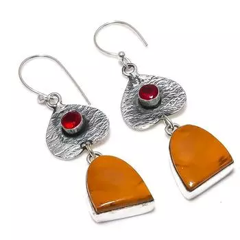 Серьги из стерлингового серебра 925 пробы с натуральным мукаитом и гранатом, 2,29 дюйма m6d89