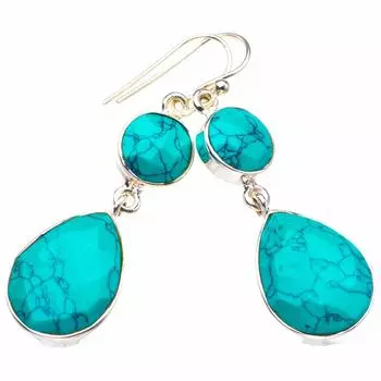 Серьги из стерлингового серебра 925 пробы с натуральным голубым тоапом 1,5 дюйма D3752