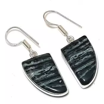 Серьги из стерлингового серебра 925 пробы с натуральным швейцарским зеленым опалом, 1,58 дюйма, D9r57