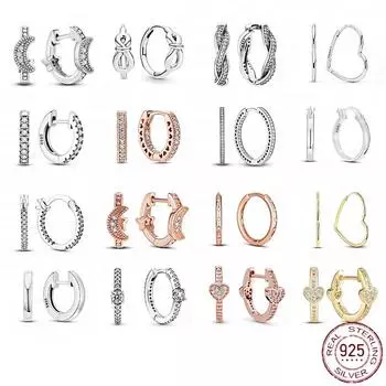 Серьги из стерлингового серебра 925 пробы, настоящее большое сердце, циркон, круглые серьги-кольца для женщин, модные серебряные серьги, ювелирные изделия, подарок