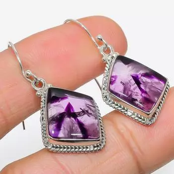 Серьги из стерлингового серебра 925 пробы с натуральным бразильским аметистом 1,50 дюйма h5H60