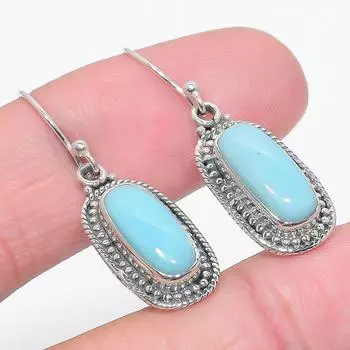 Серьги из стерлингового серебра 925 пробы с драгоценным камнем Natural Republic Larimar 1,50 дюйма E5L83