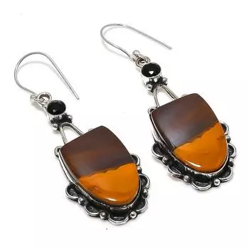 Серьги из стерлингового серебра 925 пробы с натуральным мукаитом и шпинелью, 2,56 дюйма, W4E79