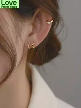 Серьги из стерлингового серебра 925 пробы, модные серьги с V-образным цирконием и цветком, гвоздь для ушей, симпатичные, маленькие, дикие, темпераментные, женские, для девушек, украшения для ушей