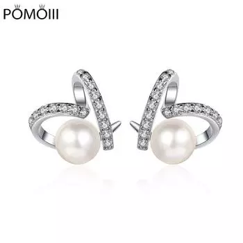 Серьги из стерлингового серебра 925 пробы с маленьким бриллиантом в форме сердца из натурального пресноводного жемчуга муассанит, подарок на день рождения для девушки, ювелирные изделия для помолвки 6-7mm