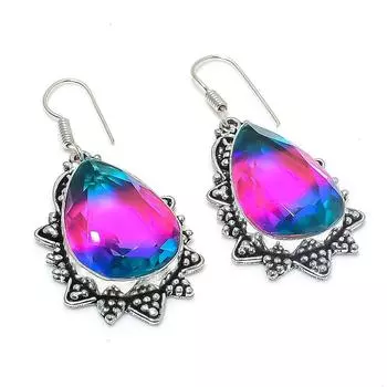 Серьги из стерлингового серебра 925 пробы с двухцветным турмалином 2,01 дюйма h2U25