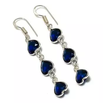 Серьги из стерлингового серебра 925 пробы с натуральным лондонским голубым топазом 2,36 дюйма Z1I67