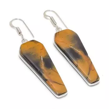 Серьги из стерлингового серебра 925 пробы с натуральным драгоценным камнем мукаит 2,29 дюйма J3o74