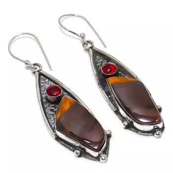Серьги из стерлингового серебра 925 пробы с натуральным мукаитом и гранатом, 2,56 дюйма, l0Z67