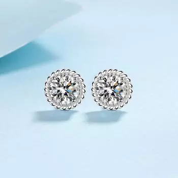 Серьги из стерлингового серебра 925 пробы для женщин, маленькие серьги с ветряной мельницей и четырьмя когтями из муассанита, покрытые золотом pt950, украшения для ушей 5mm zircon