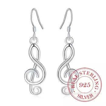 Серьги из стерлингового серебра 925 пробы, корейские винтажные длинные висячие серьги с музыкальной нотой для женщин, помолвочные свадебные украшения