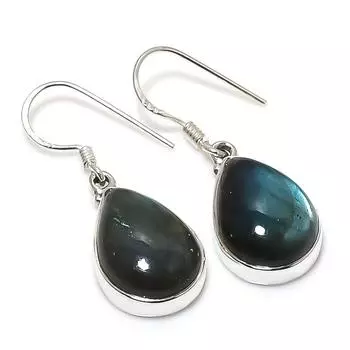 Серьги из стерлингового серебра 925 пробы с натуральным лабрадоритом 1,25 дюйма G7t10