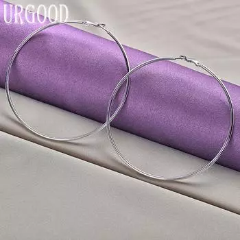 Серьги из стерлингового серебра 925 пробы, гладкие, 50/60/70/80 мм, свадебные украшения с подвесками 50mm