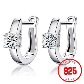 Серьги из стерлингового серебра 925 пробы с поцелуем и цирконием в форме буквы U для женщин Brincos Oorbellen Boucle D oreille серебряный