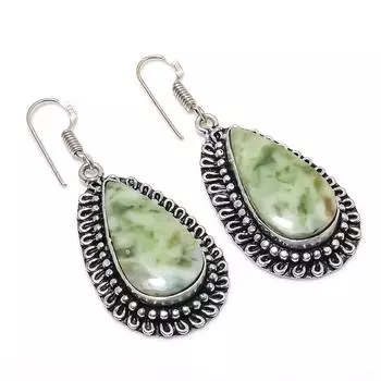 Серьги из стерлингового серебра 925 пробы с натуральным древесным агатом 2,05 дюйма a6C99