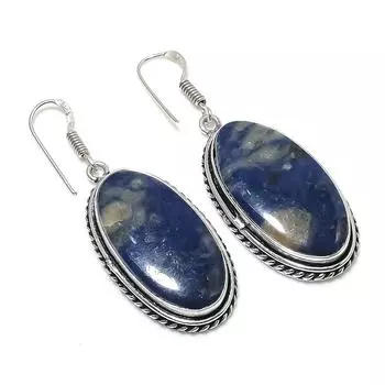 Серьги из стерлингового серебра 925 пробы с натуральным содалитом 2,21 дюйма d1O62