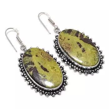 Серьги из стерлингового серебра 925 пробы с натуральным драгоценным камнем «Кровь дракона» 2,36 дюйма P3f15