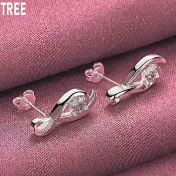 Серьги из стерлингового серебра 925 пробы с восьмиугольным цирконием AAA, перфорированные, модные свадебные украшения 0.60*1.80cm