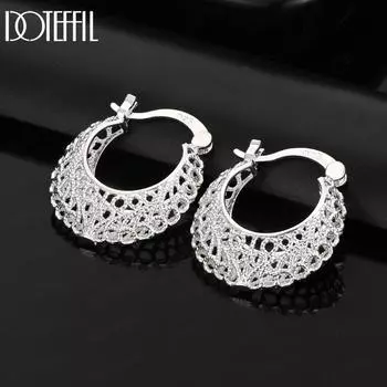 Серьги из стерлингового серебра 925 пробы с узором для модных свадебных украшений 2.3*2.5cm