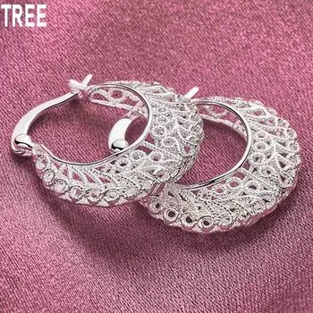 Серьги из стерлингового серебра 925 пробы с узором для модных свадебных украшений 2.3*2.5cm