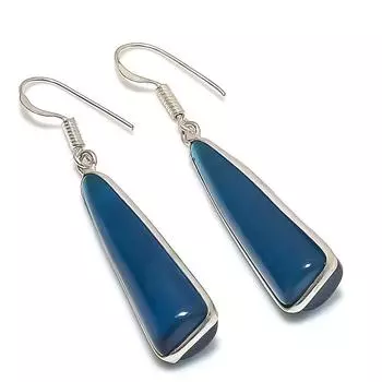 Серьги из стерлингового серебра 925 пробы с натуральным халцедоном 2,01 дюйма j2u91