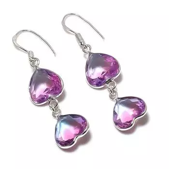 Серьги из стерлингового серебра 925 пробы с натуральным двухцветным турмалином 2,05 дюйма J1I29