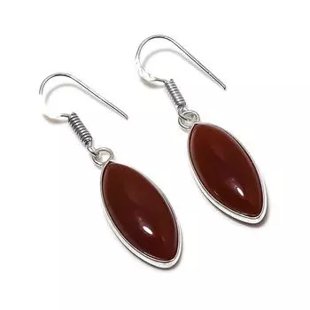 Серьги из стерлингового серебра 925 пробы с натуральным камнем сердоликом 1,69 дюйма o8s63