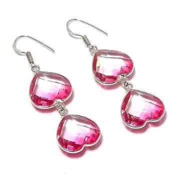 Серьги из стерлингового серебра 925 пробы с натуральным двухцветным турмалином 2,29 дюйма g0g94