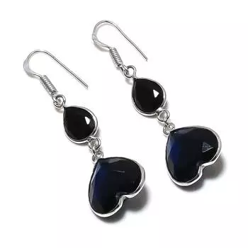 Серьги из стерлингового серебра 925 пробы с натуральным голубым топазом 2,17 дюйма Z3v55