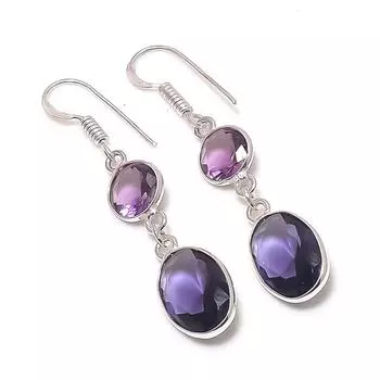 Серьги из стерлингового серебра 925 пробы с натуральным аметистом 1,85 дюйма d0c33
