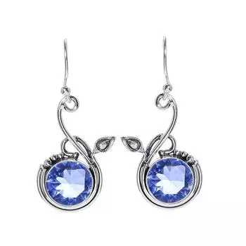 Серьги из стерлингового серебра 925 пробы с танзанитом V7033, ярко-синие серьги, круглые серьги, подарок на День святого Валентина, подарок для нее, подарок на день рождения, украшения ручной работы, Si