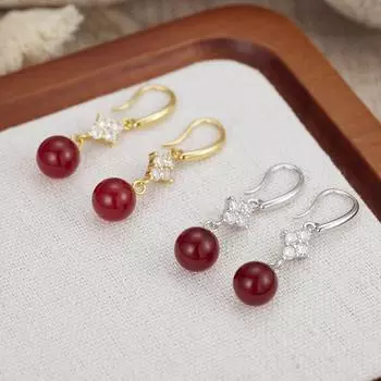 Серьги из стерлингового серебра 925 пробы, новые серьги с инкрустацией агатом, простой темперамент и высокое чувство смысла, повседневные серьги для поездок на работу. 925 silver