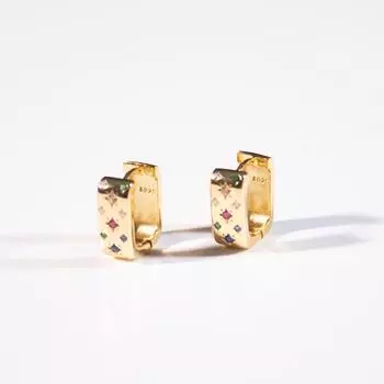 Серьги из стерлингового серебра 925 пробы с разноцветным цирконием, позолоченные 14 карат, индивидуальные серьги-кольца, модные ювелирные изделия золотой