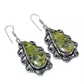 Серьги из стерлингового серебра 925 пробы с натуральным драгоценным камнем «Кровь дракона» 2,25 дюйма o9o70