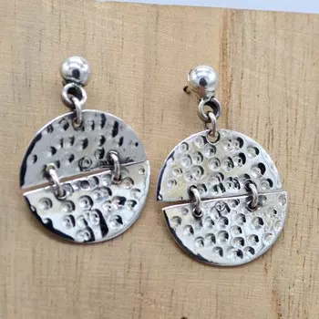 Серьги из стерлингового серебра 925 пробы, круглые серьги-гвоздики ручной работы, подарок для нее серебряный