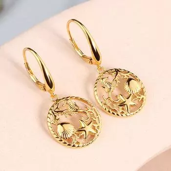 Серьги из стерлингового серебра 925 пробы, ракушка, морской конек, морская звезда, летние каникулы, пляжный дизайн для девочек, хороший подарок L жёлтый