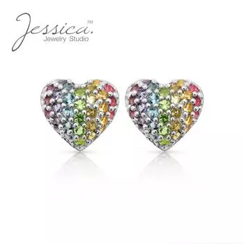 Серьги из стерлингового серебра 925 пробы с паве Rainbow Heart Sud