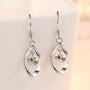 Серьги из стерлингового серебра 925 пробы с вращающимся цирконием любви, серьги с кисточками, серьги для женщин, очаровательные ювелирные изделия, Рождественский подарок