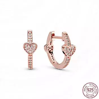 Серьги из стерлингового серебра 925 пробы, сердце, золото, круглый обруч, серьги-гвоздики, обруч для женщин, модные серебряные серьги, ювелирные изделия, подарок