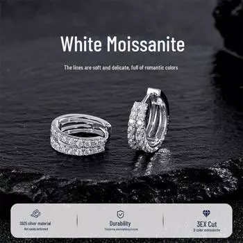 Серьги из стерлингового серебра и платины с муассанитом: Женские роскошные, невыцветающие, ультра-блестящие серьги в стиле бриллиантов S925 silver + 1.5 point moissanite * 18 pieces