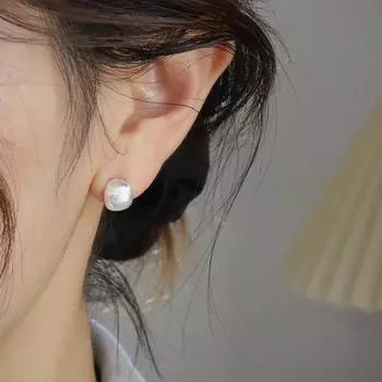 Серьги из стерлингового серебра S925, элегантные женские украшения из матового серебра, простые серьги-гвоздики, особый интересный дизайн, высокое качество 925 серебряный