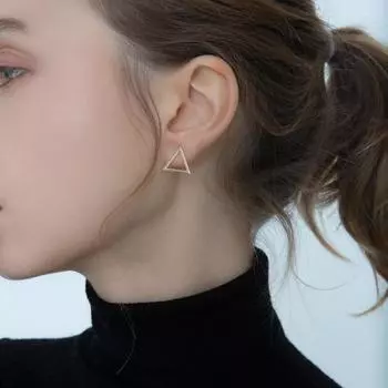 Серьги из стерлингового серебра S925, геометрические простые треугольные серьги, серьги с нишевым дизайном для женщин 925