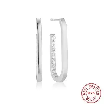 Серьги из стерлингового серебра S925, простые, модные, атмосферные, геометрические, с бриллиантовой инкрустацией, серьги, серьги, серьги, серьги 925 Silver