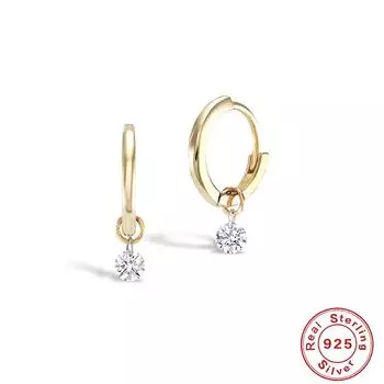 Серьги из стерлингового серебра S925 с блестками из циркония, серьги с подвеской и тройной перфорацией из циркония, модные серьги 925 silver