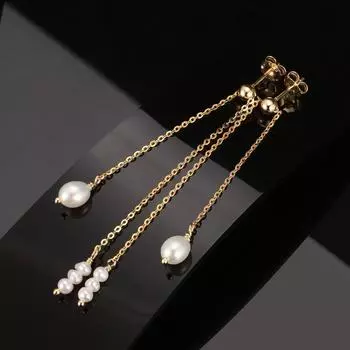 Серьги из стерлингового серебра S925 с натуральным пресноводным жемчугом и бусинами 925